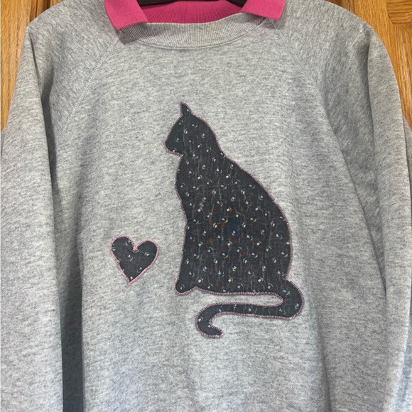 Vintage 90's Hanes Cat Lovers Embroidered Crewneck Swearshirt XL - Picture 2 of 5